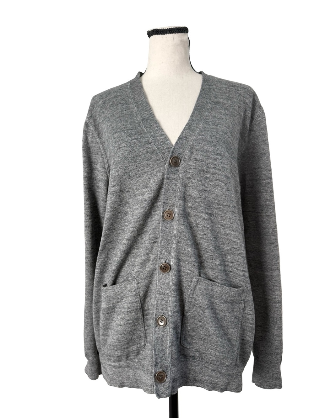 J.Crew Gray 100% Cotton Button Front Cardigan Sweater Large Pockets